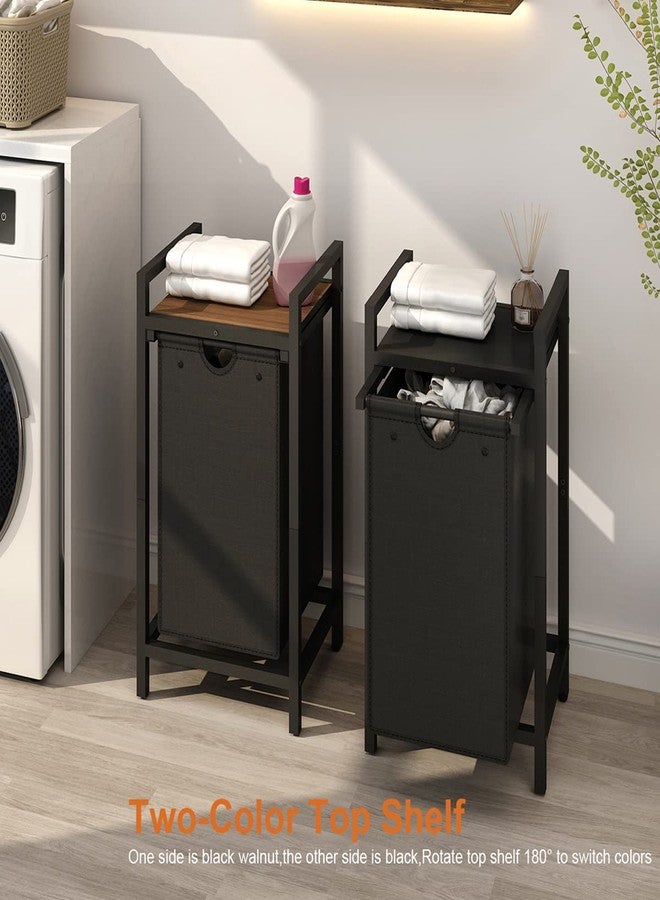 LAATOOREE Laundry Hamper, Two-Color Laundry Basket with Removable Laundry Bag and Top Shelf, Clothes Hamper for Samll Space,Laundry Room, Bedroom, Bathroom - Image 2